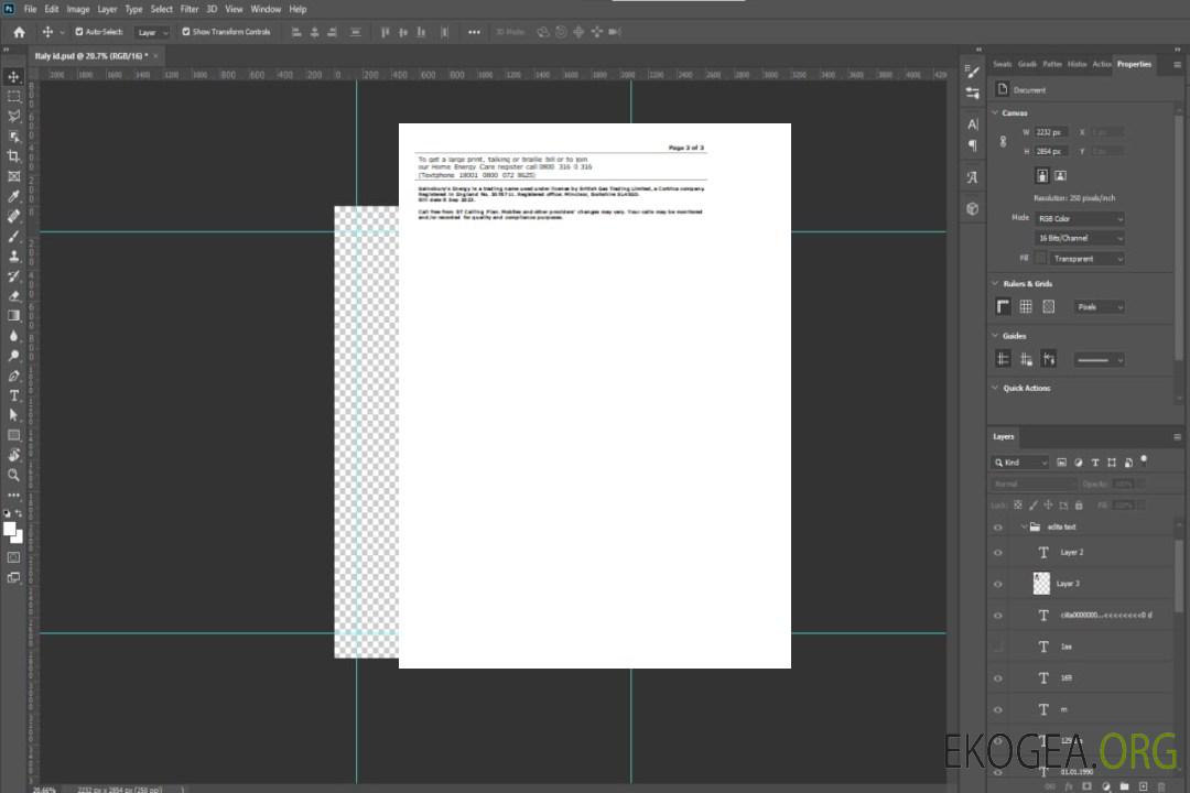 Facture de services publics de Sainsbury-Energy (British Gas), page 3. SCR template